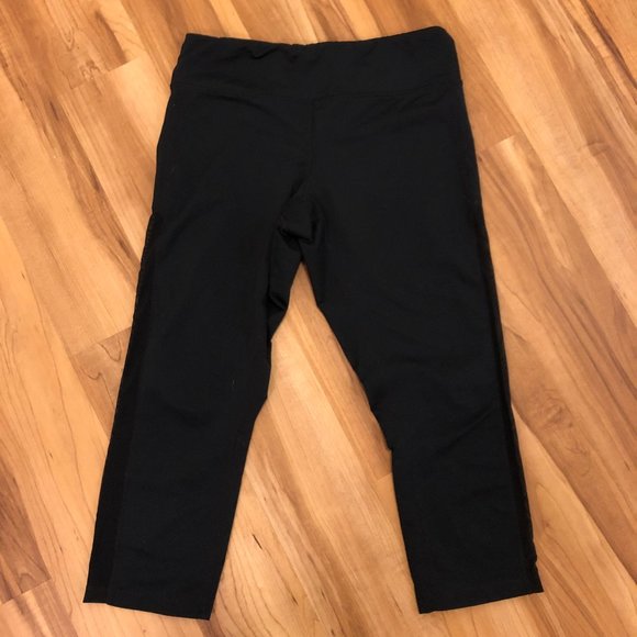 Asics Pants - Asics Black Cropped Leggings w/ Mesh Detail